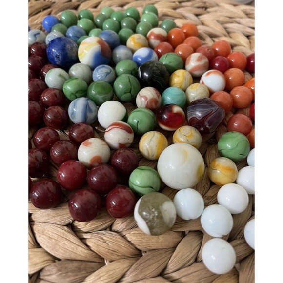 Antique & Vintage Marbles Swirl Marble Glass 2 Lbs Vintage Estate Sale Find Lot - Picture 2 of 15